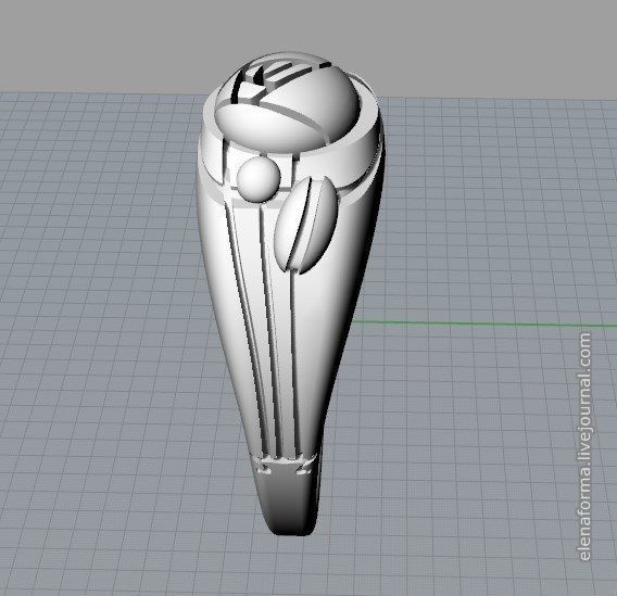 Ring with rose in art Deco style 3D print model_22