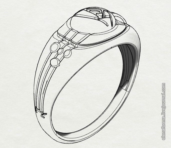 Ring with rose in art Deco style 3D print model_17