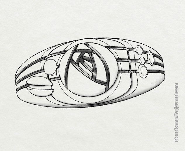 Ring with rose in art Deco style 3D print model_8