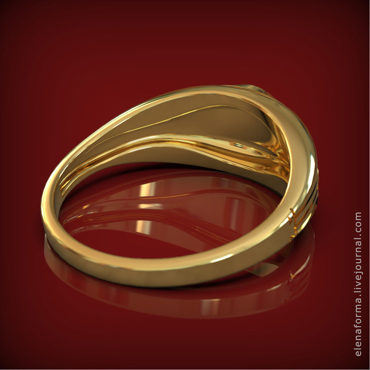 Ring with rose in art Deco style 3D print model_3