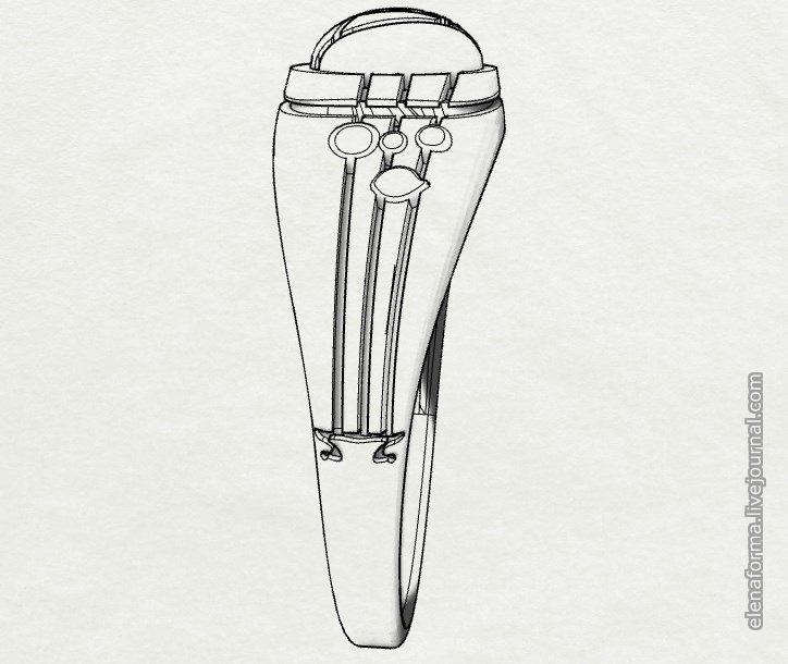 Ring with rose in art Deco style 3D print model_10