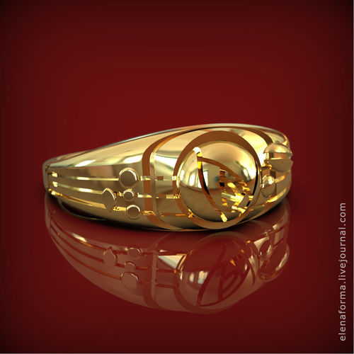 Ring with rose in art Deco style 3D print model
