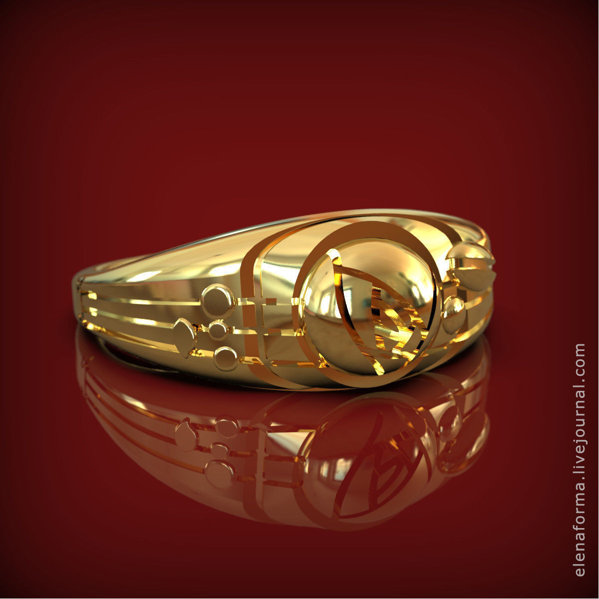 Ring with rose in art Deco style 3D print model_0