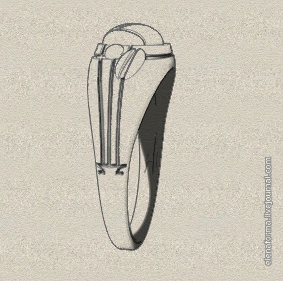 Ring with rose in art Deco style 3D print model_20