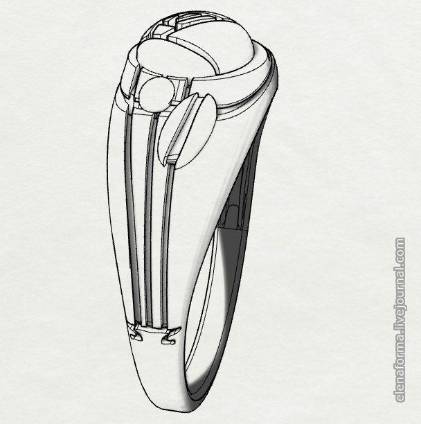 Ring with rose in art Deco style 3D print model_13