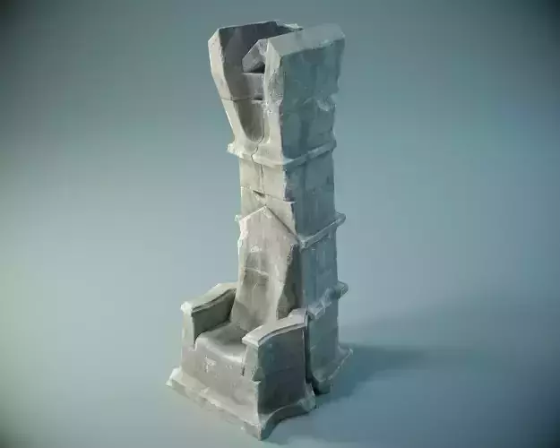 Ancient Stone Throne PBR Game Ready Low-poly 3D model