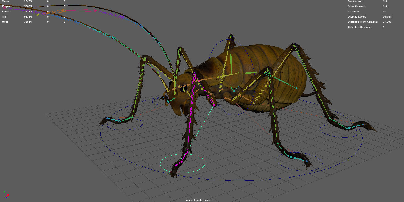 Cricket - giant weta Low-poly 3D model_9