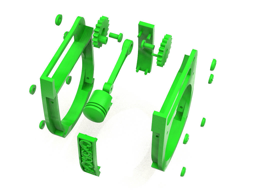 Ring with piston and patterns 3D print model_25