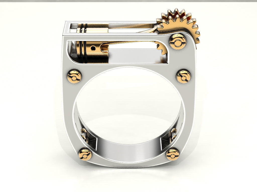 Ring with piston and patterns 3D print model_15