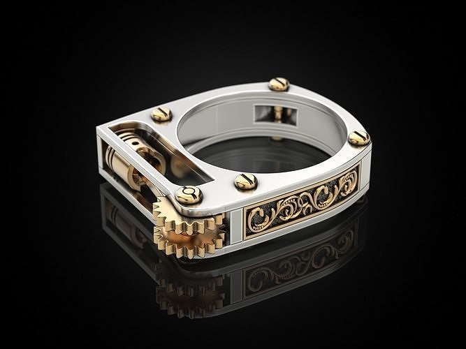 Ring with piston and patterns 3D print model