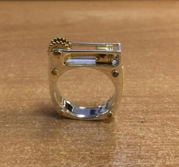 Ring with piston and patterns 3D print model_27