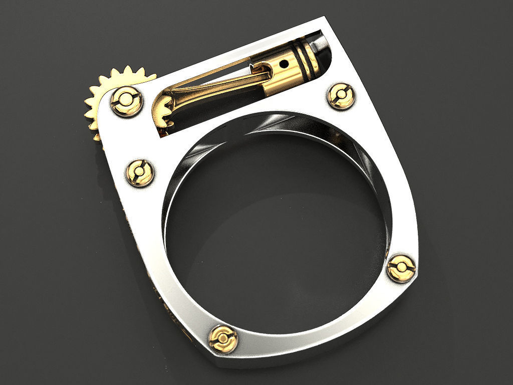 Ring with piston and patterns 3D print model_18