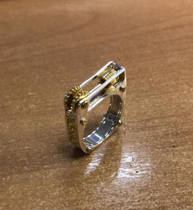 Ring with piston and patterns 3D print model_28