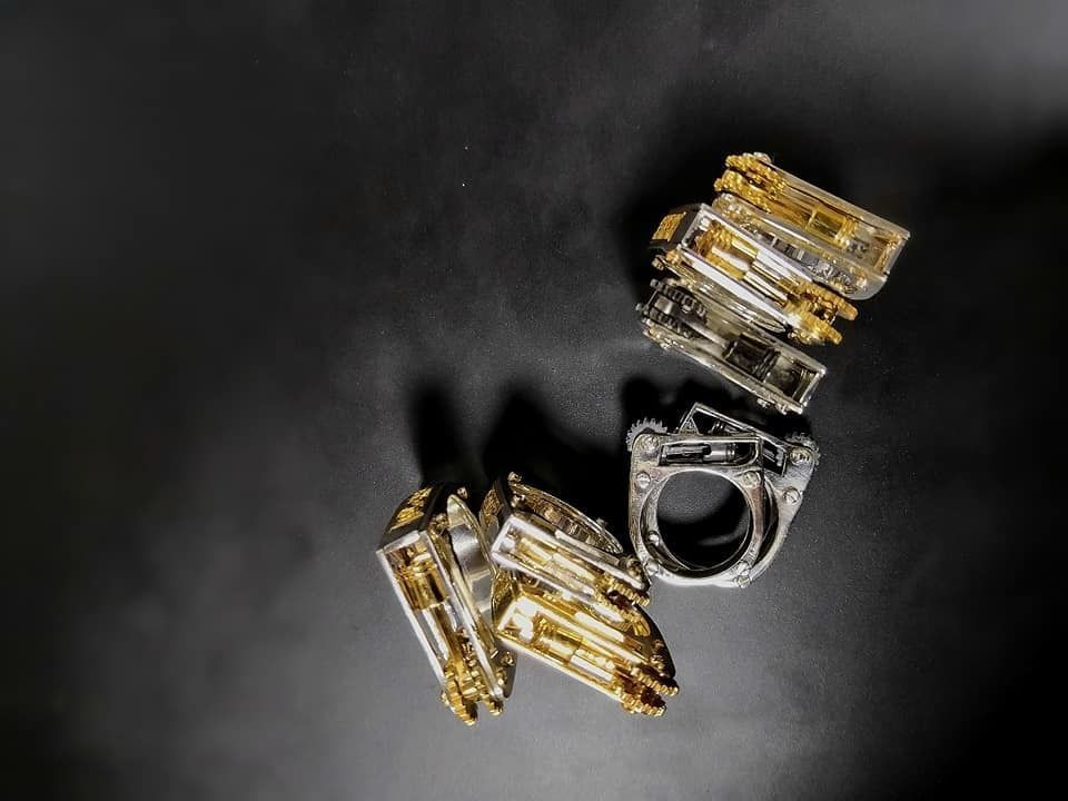 Ring with piston and patterns 3D print model_32