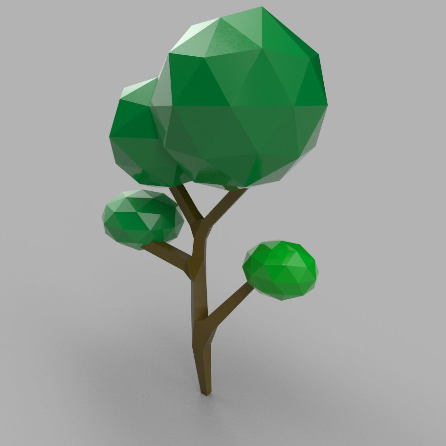 Low poly tree Low-poly 3D model_1