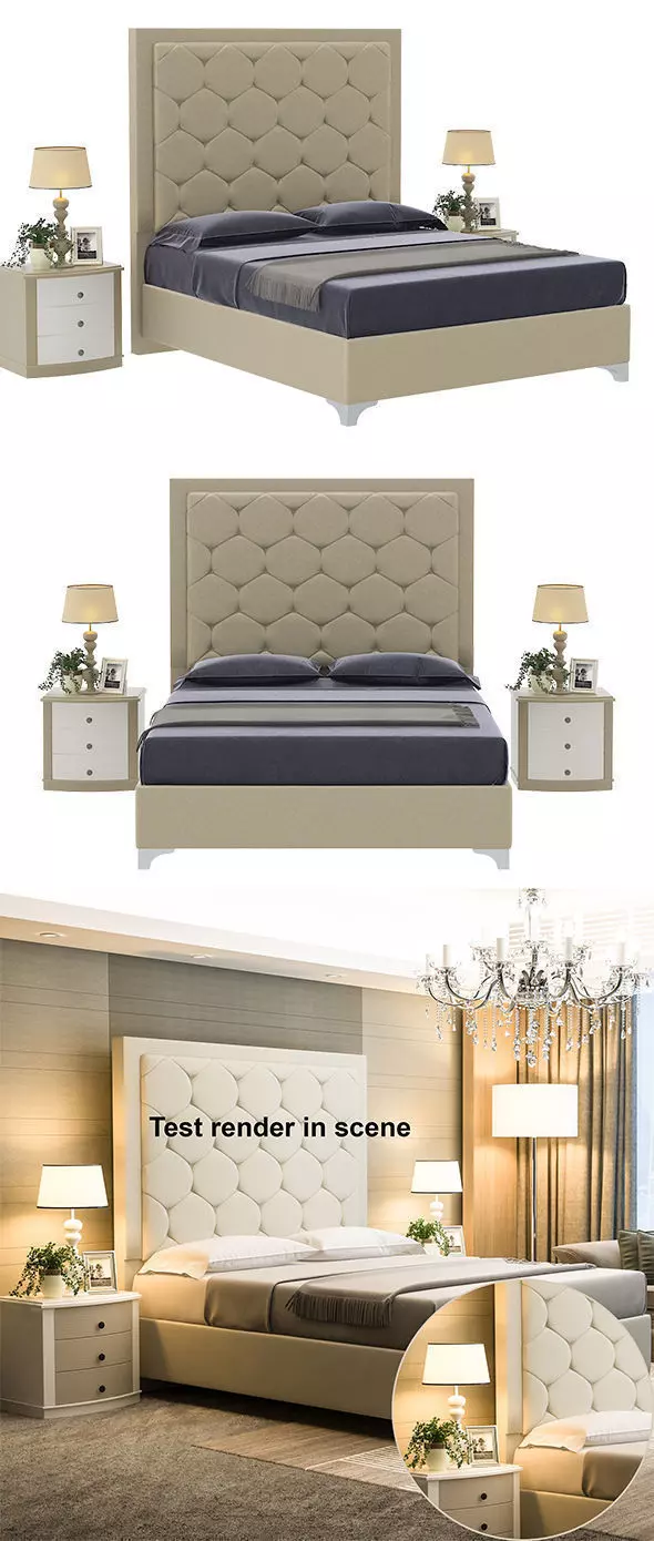 Real Hotel bed room Free 3D model