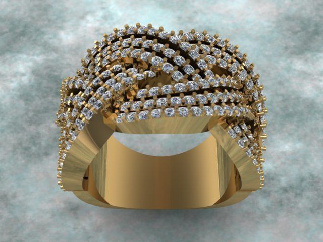 Knit Diamond Luxury Ring 3D print model_1