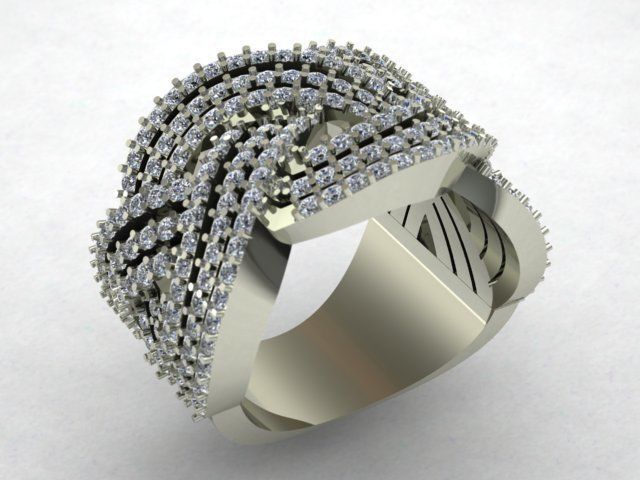 Knit Diamond Luxury Ring 3D print model_2