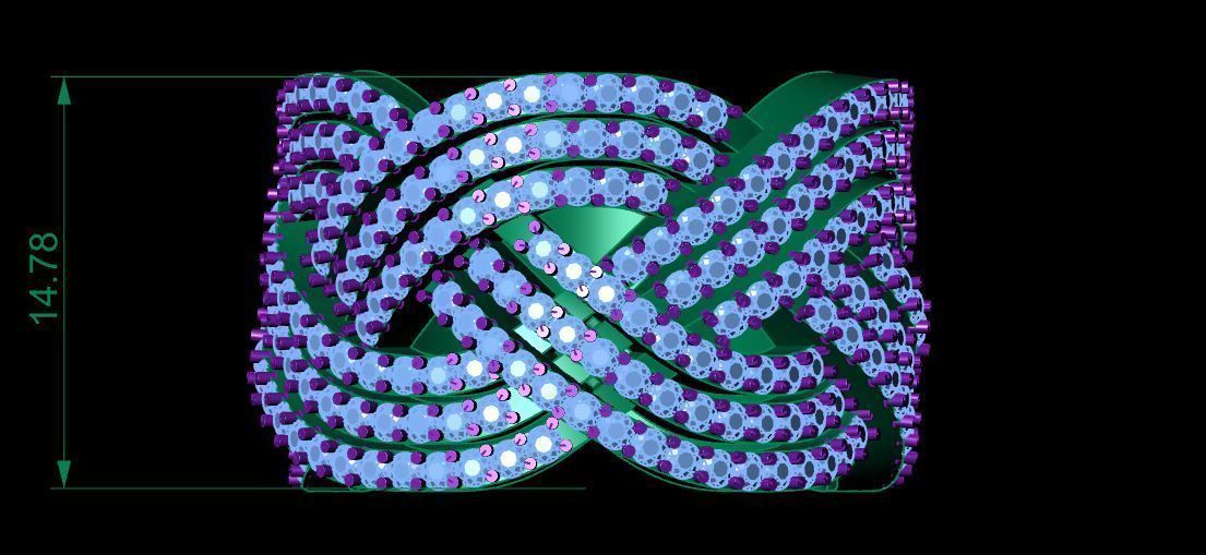 Knit Diamond Luxury Ring 3D print model_7