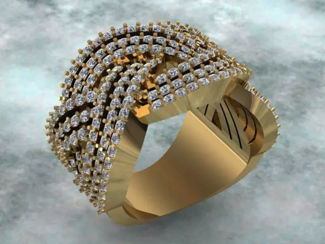 Knit Diamond Luxury Ring 3D print model_0
