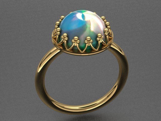 Opal Golden Ring 3D print model_1