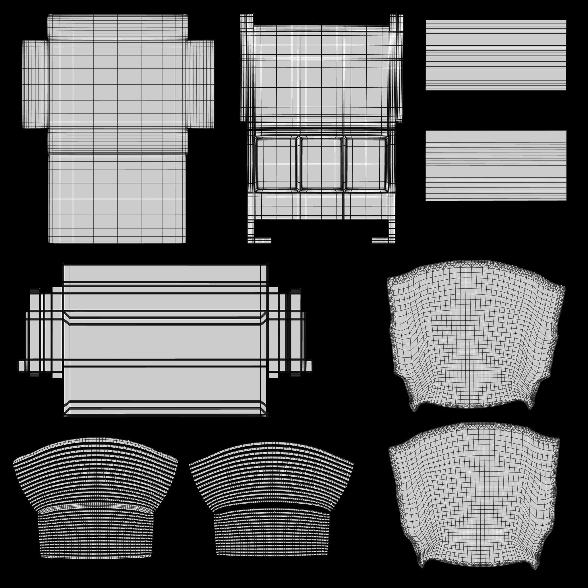 Modern Bed 2 Low-poly 3D model_10