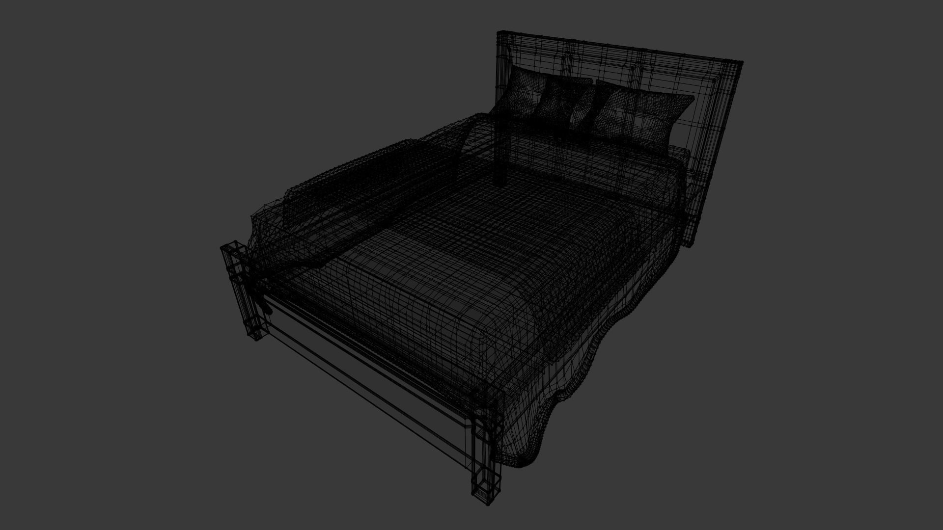 Modern Bed 2 Low-poly 3D model_8