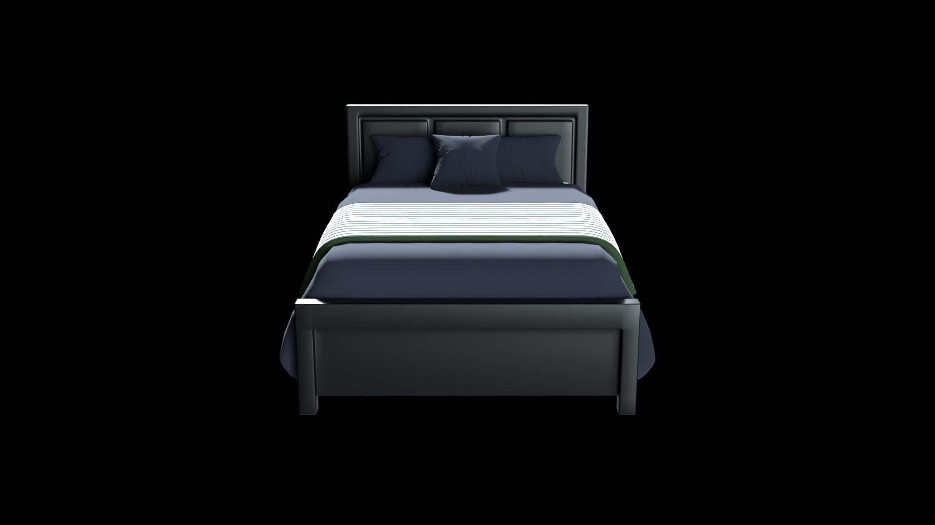 Modern Bed 2 Low-poly 3D model_2