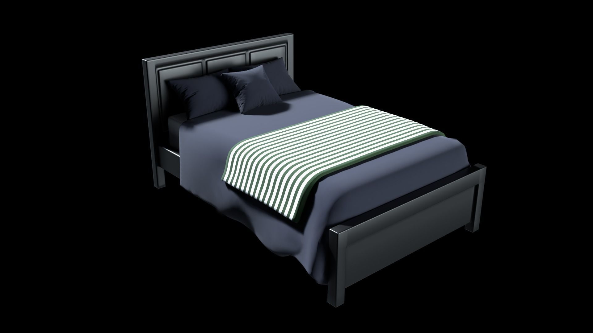 Modern Bed 2 Low-poly 3D model_3