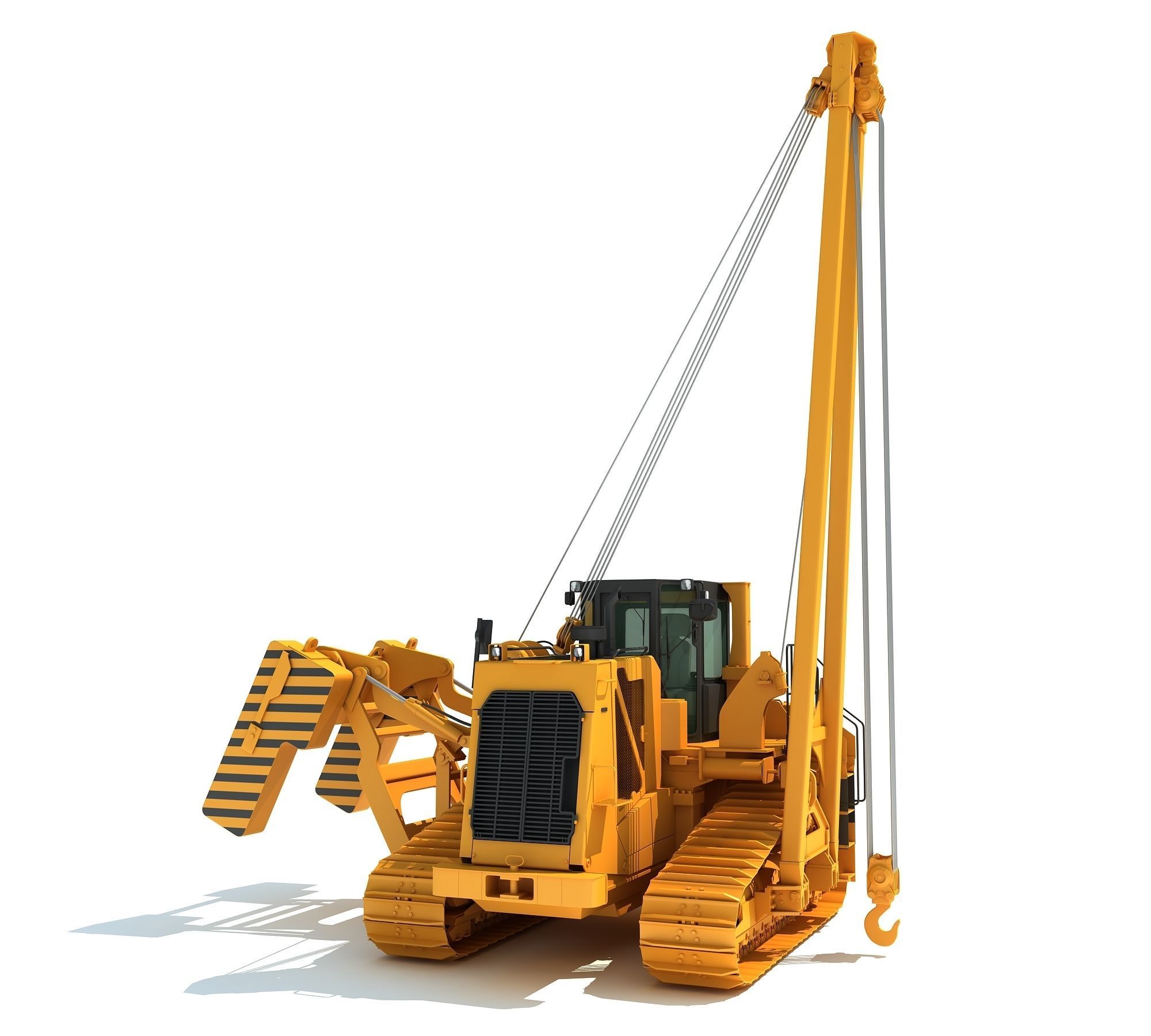 Pipelayer Bulldozer Machine 3D model_1