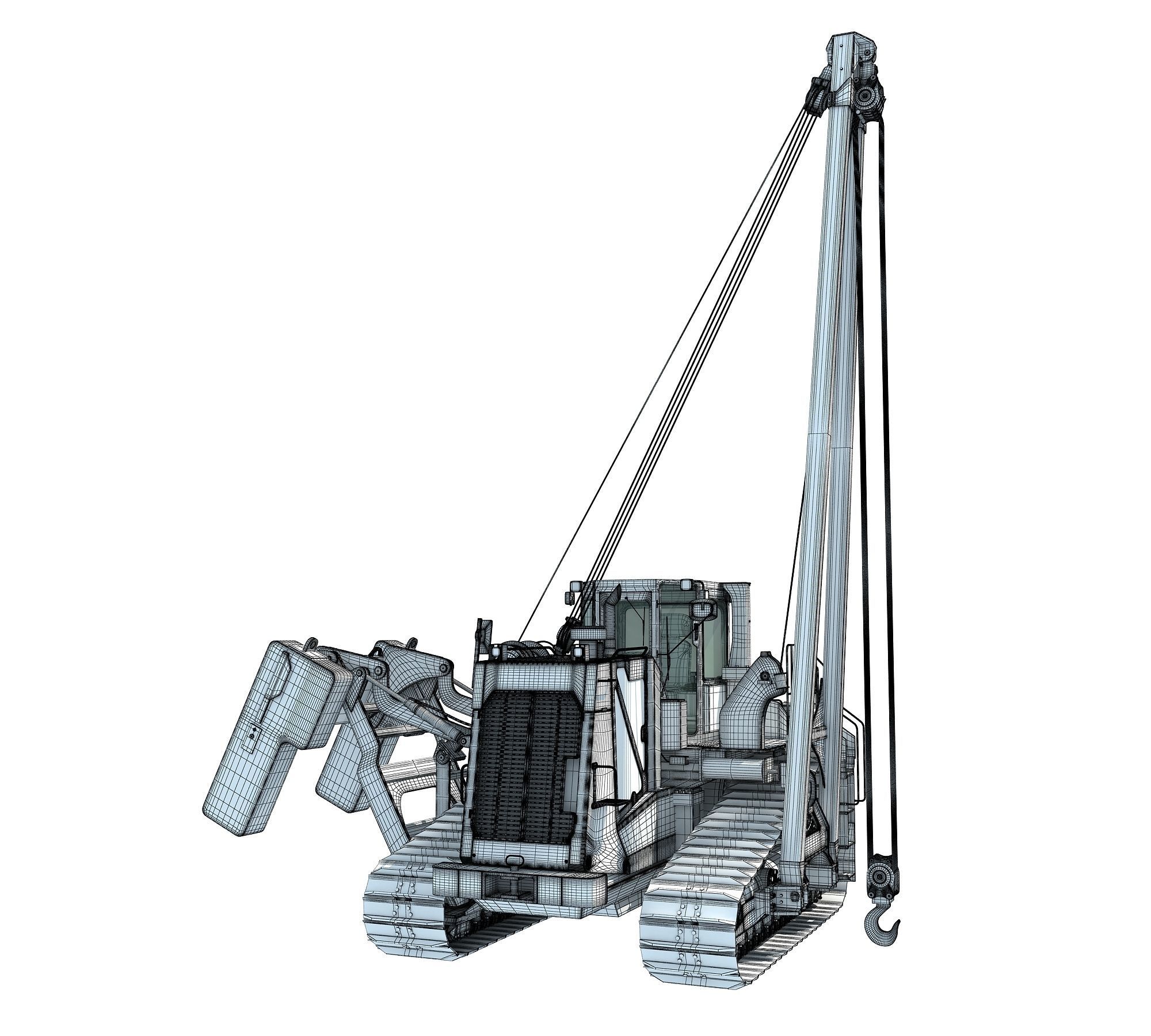 Pipelayer Bulldozer Machine 3D model_20