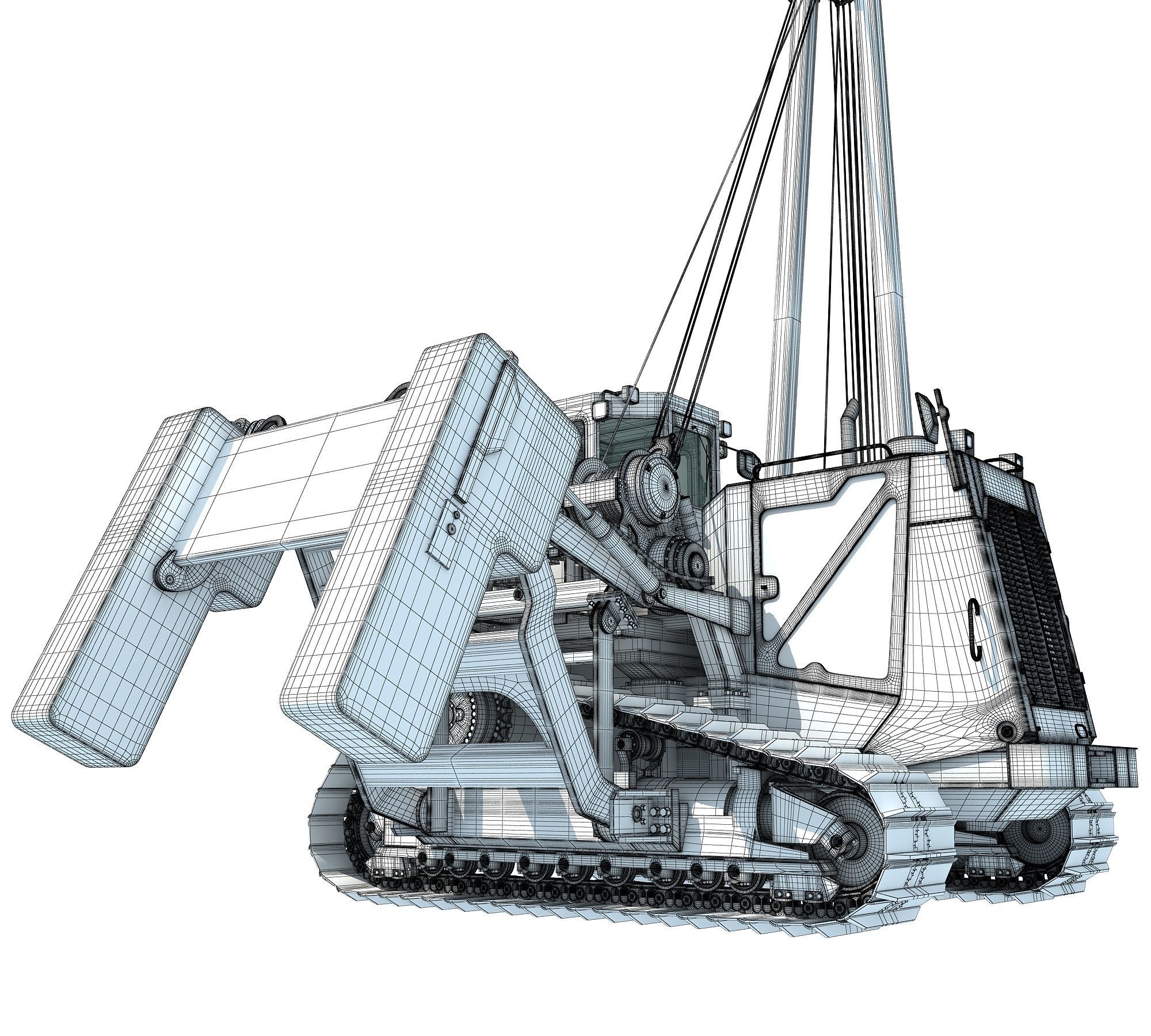 Pipelayer Bulldozer Machine 3D model_18