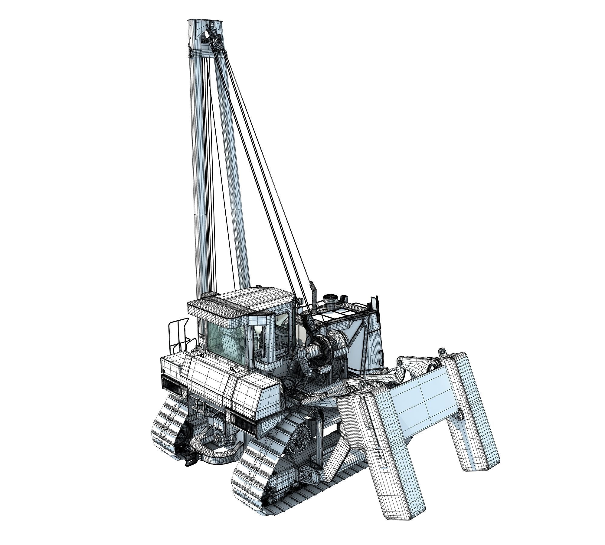 Pipelayer Bulldozer Machine 3D model_19