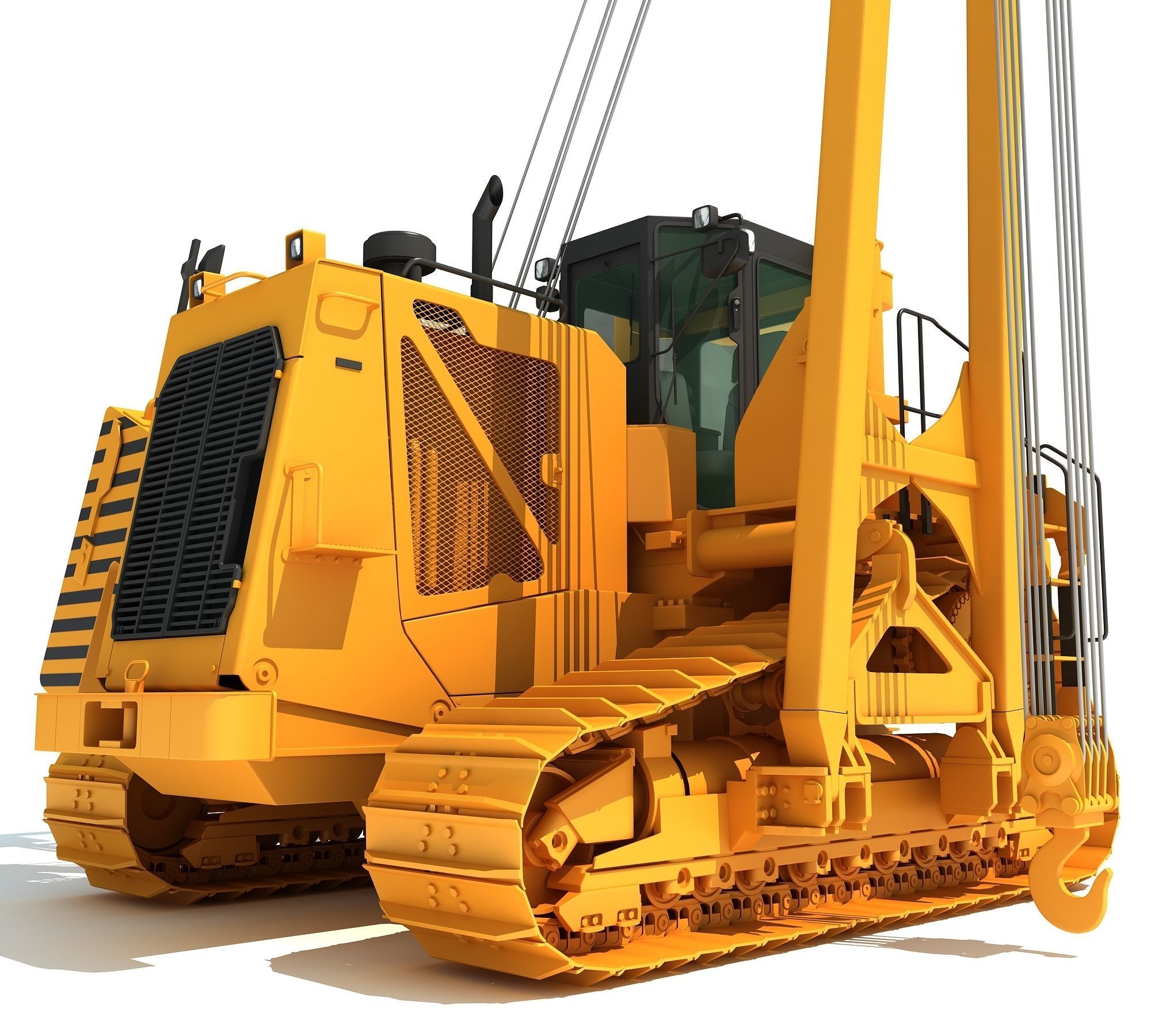 Pipelayer Bulldozer Machine 3D model_4