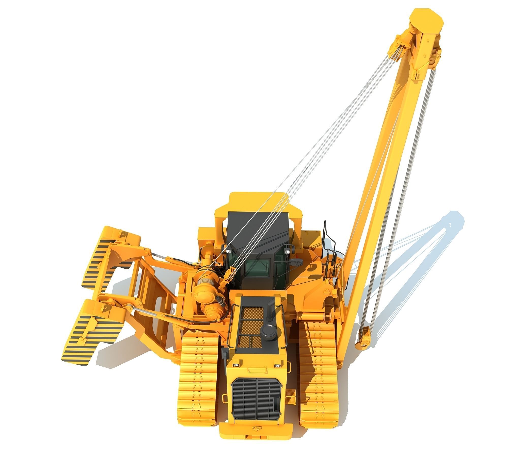 Pipelayer Bulldozer Machine 3D model_12