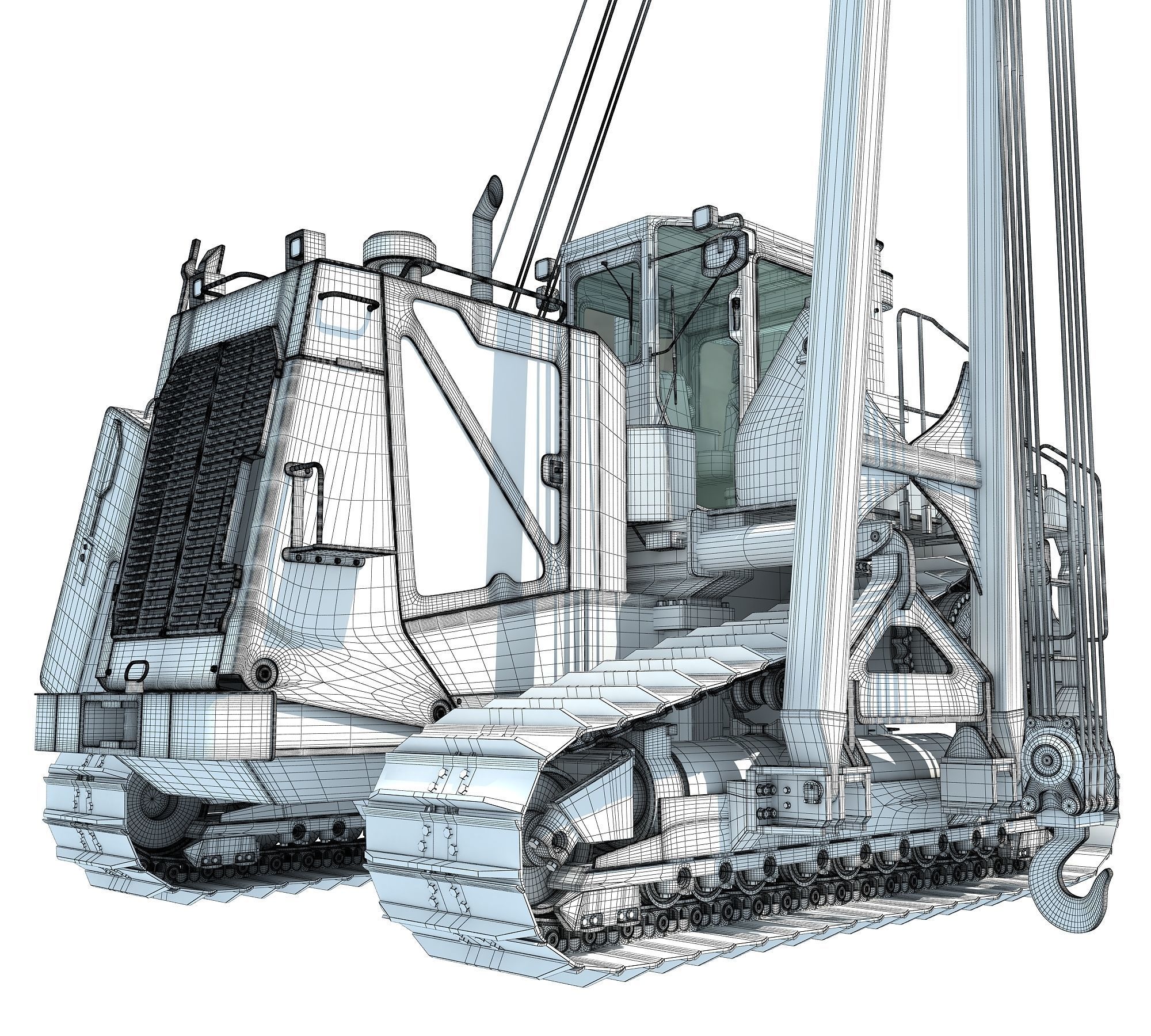 Pipelayer Bulldozer Machine 3D model_17