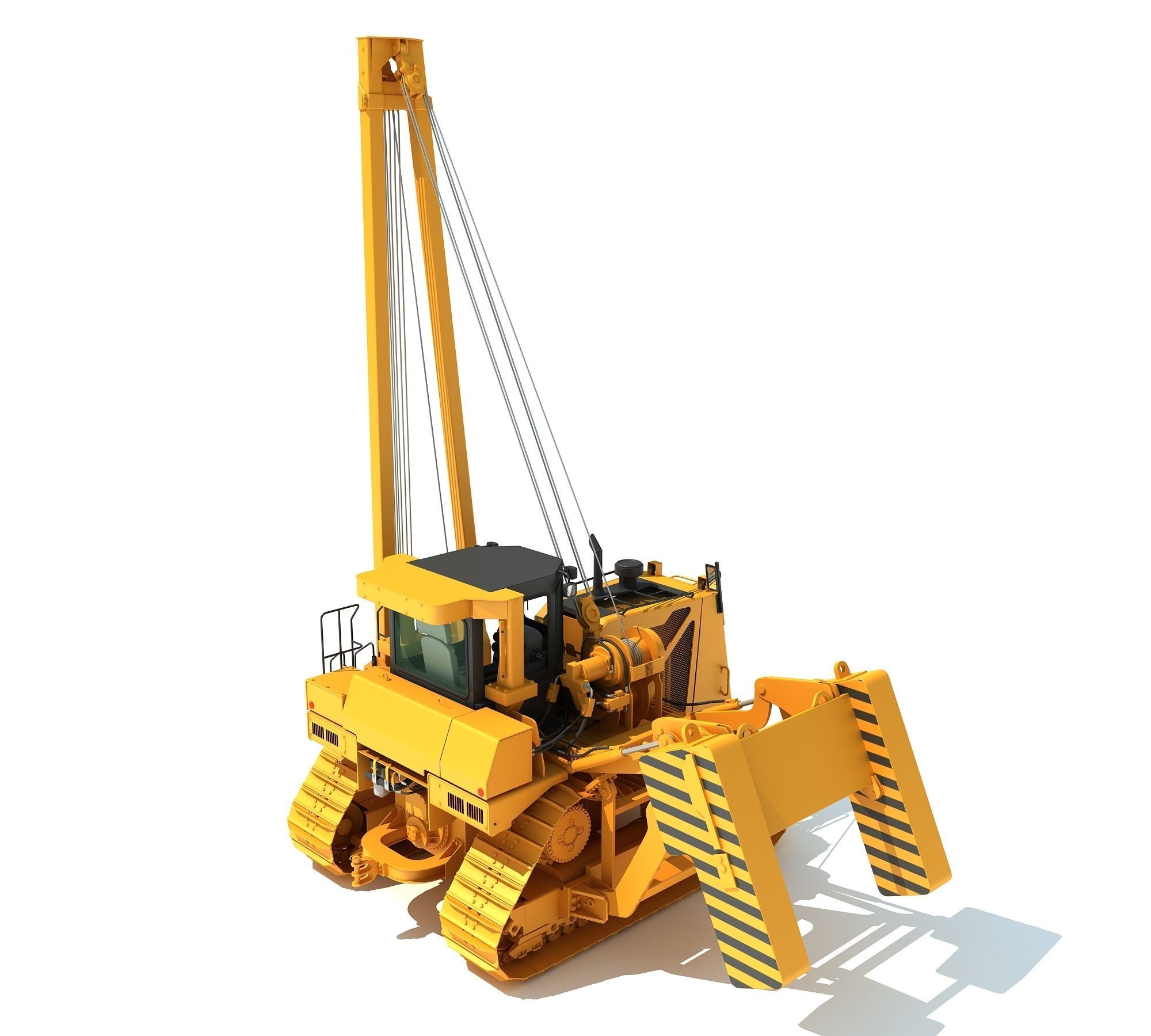 Pipelayer Bulldozer Machine 3D model_11