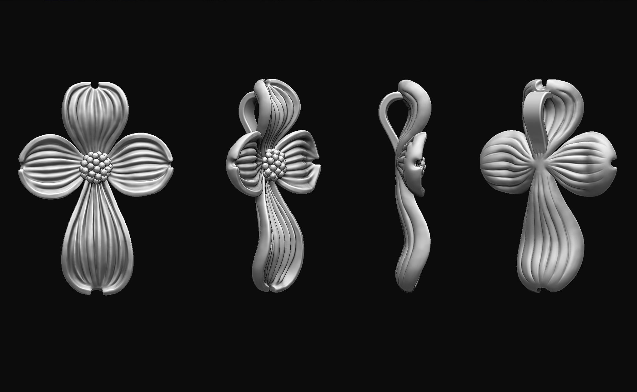 Dogwood Flower Cross Pendant  3D print model_2