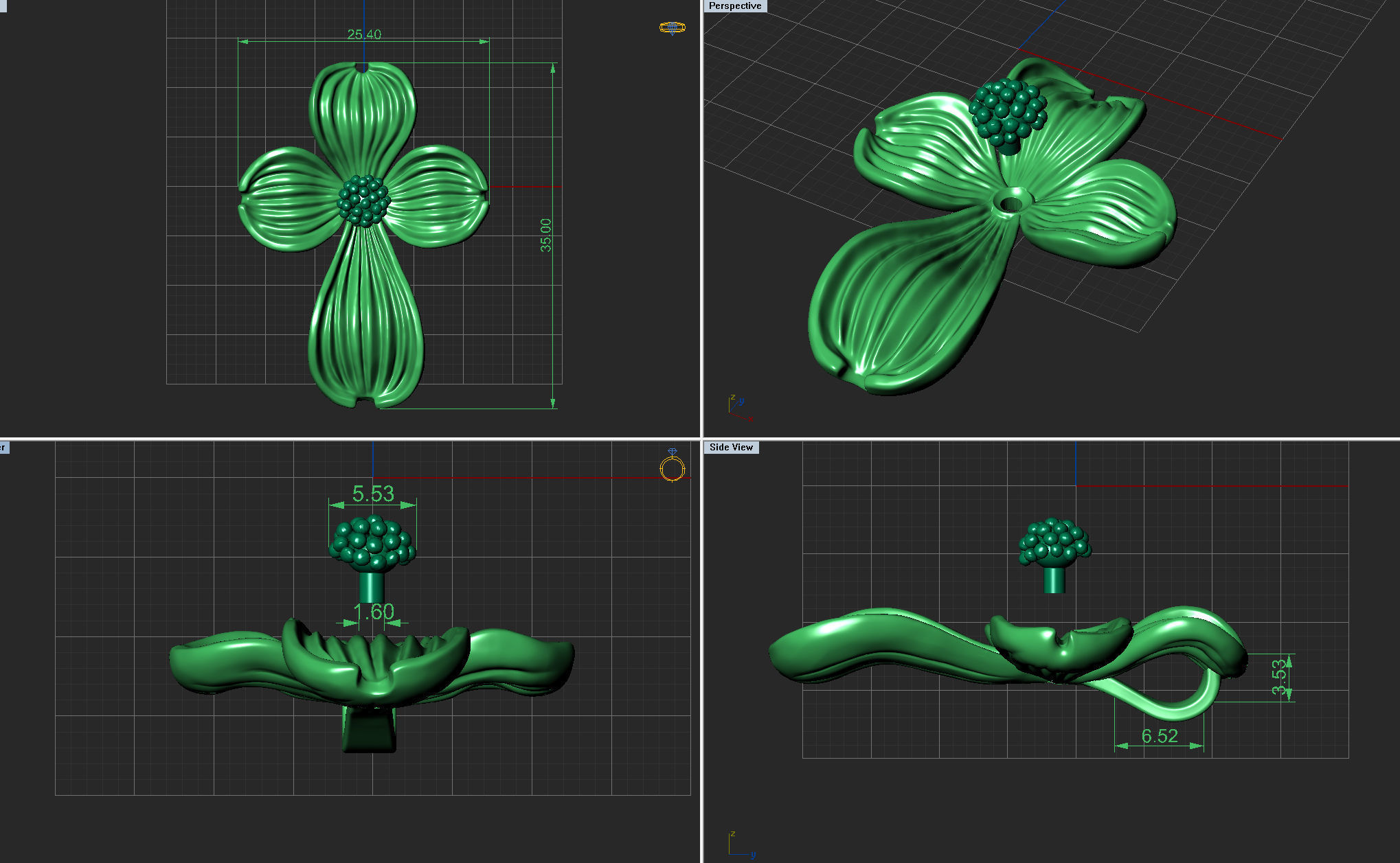 Dogwood Flower Cross Pendant  3D print model_4
