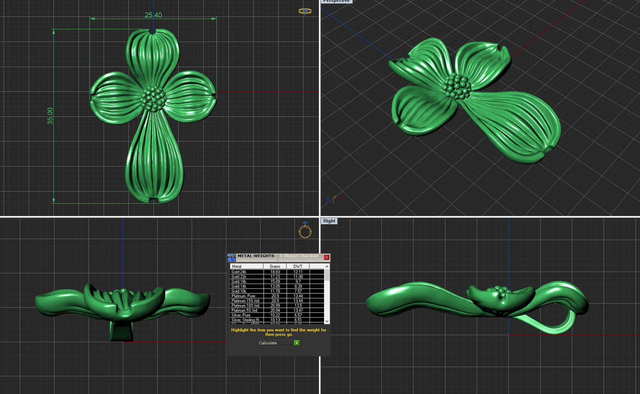 Dogwood Flower Cross Pendant  3D print model_3