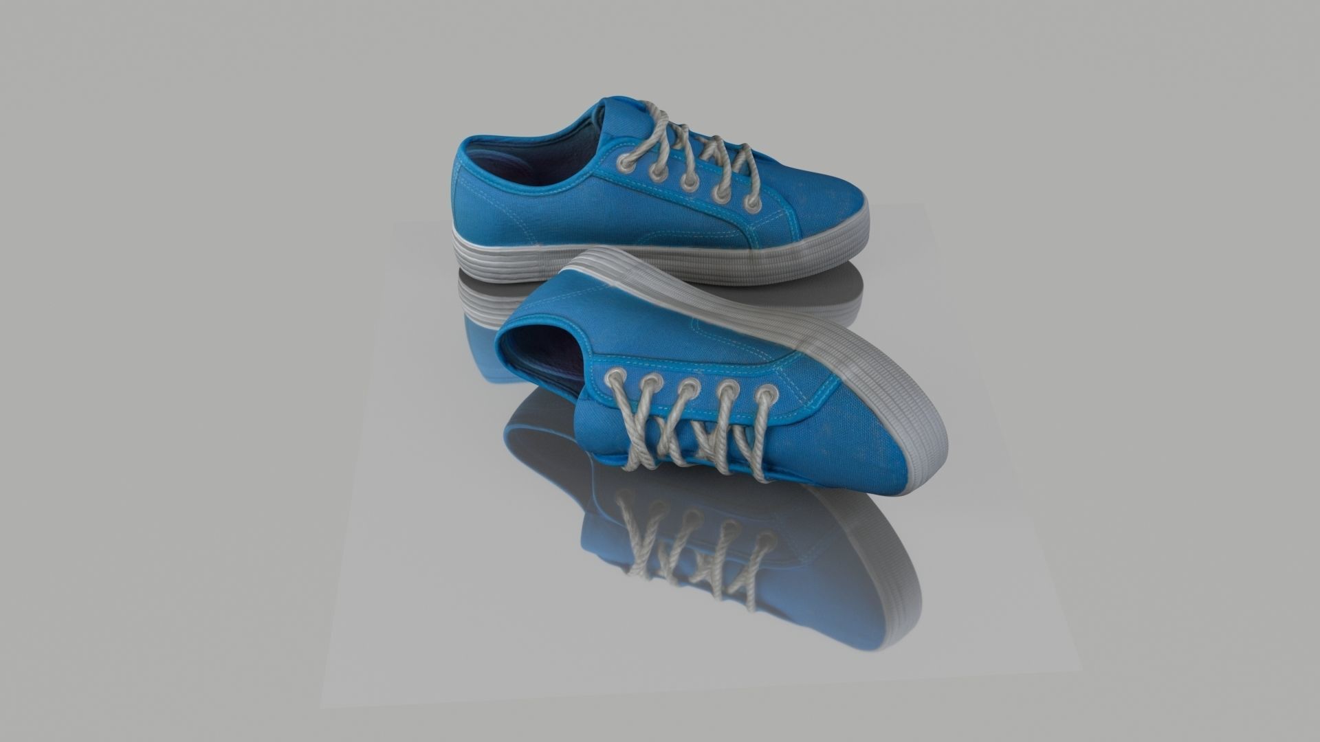Sneakers pair of Low-poly 3D model_2