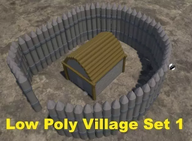 Low Poly Village Set 1 axe Free low-poly 3D model
