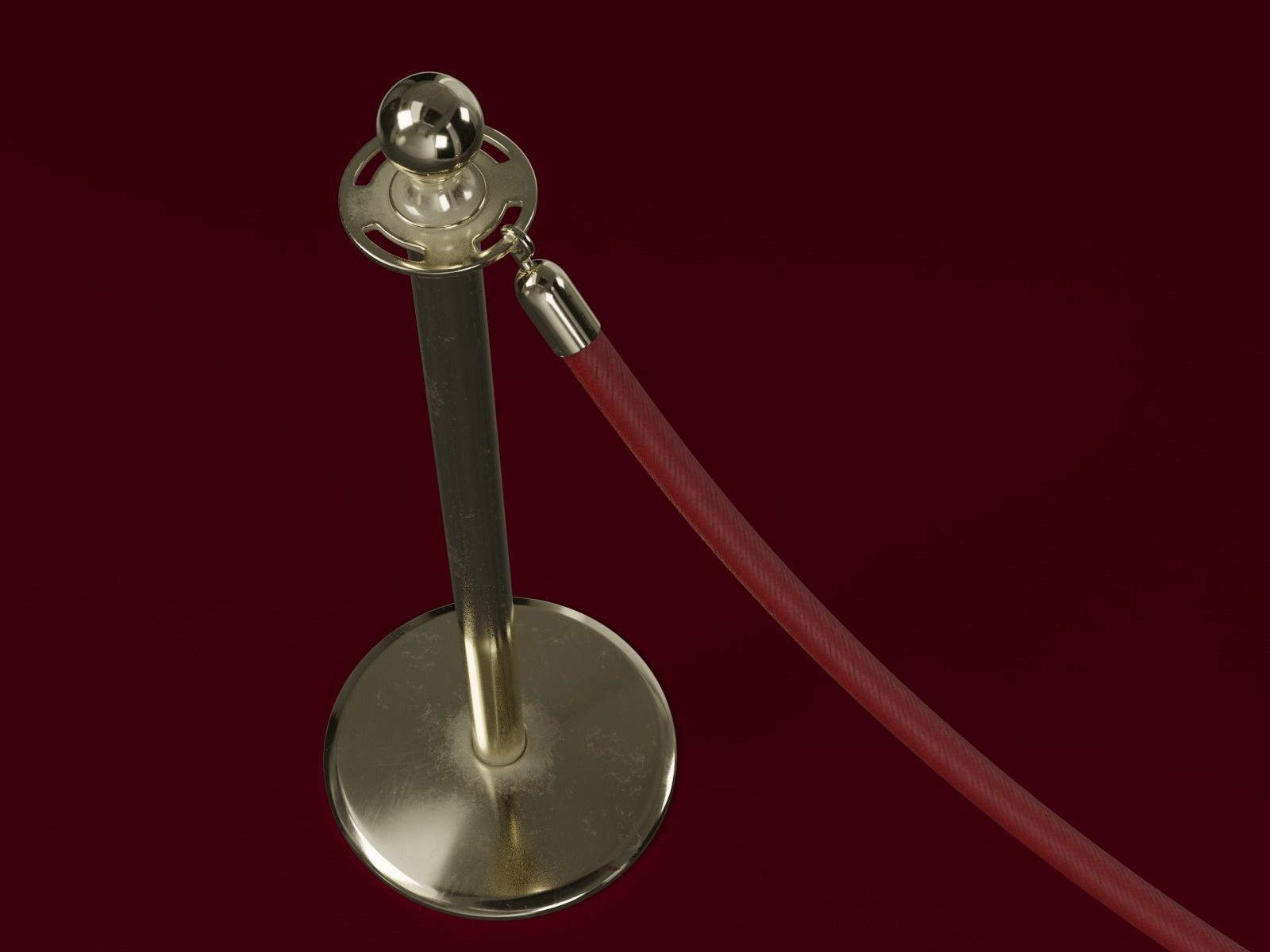 Stanchion and a Red Velvet Rope 3D model_1