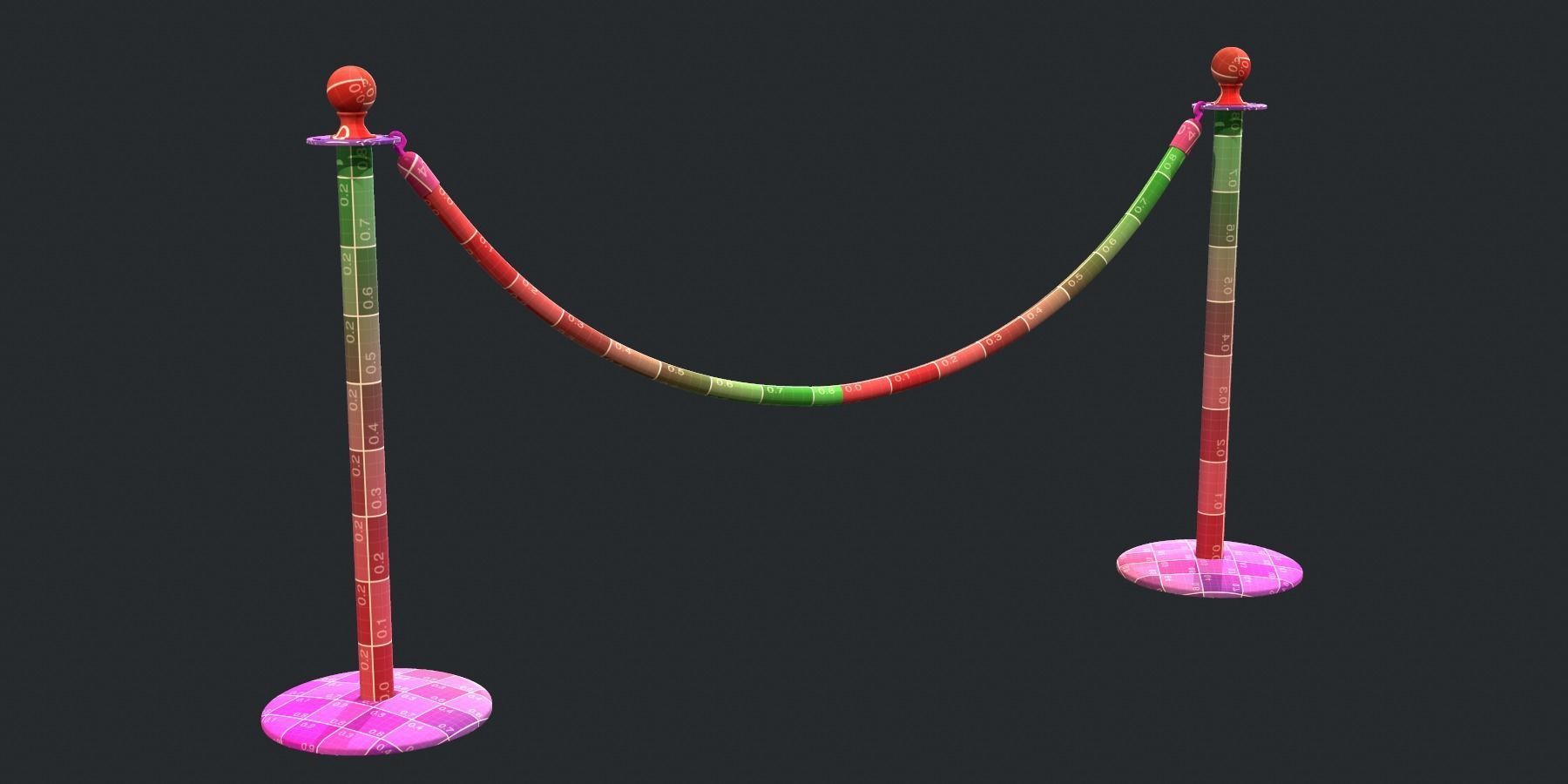 Stanchion and a Red Velvet Rope 3D model_7