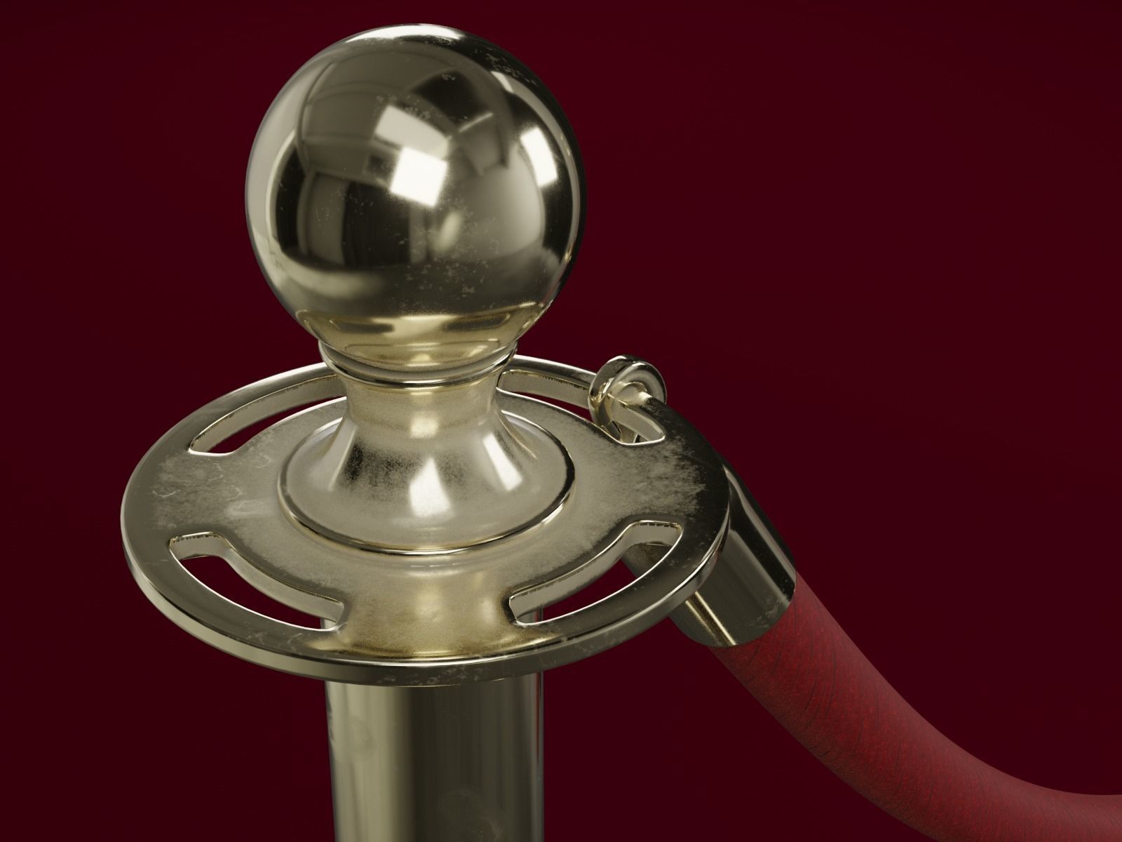 Stanchion and a Red Velvet Rope 3D model_6