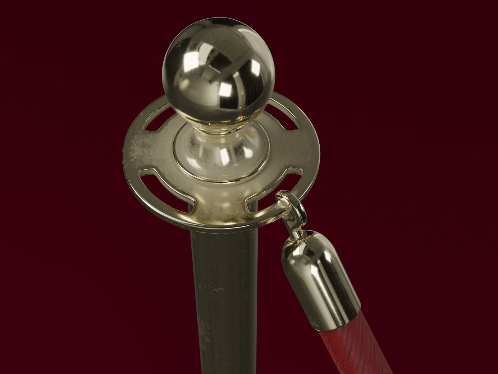 Stanchion and a Red Velvet Rope 3D model_5
