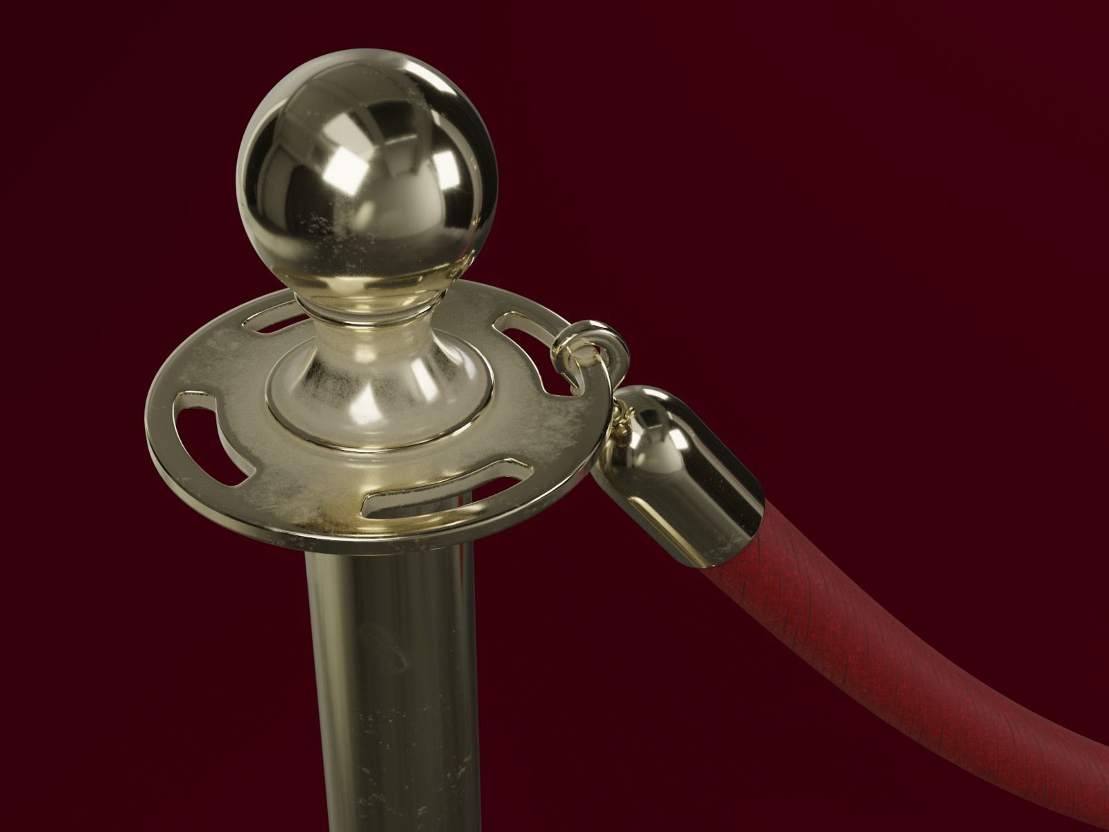 Stanchion and a Red Velvet Rope 3D model_2