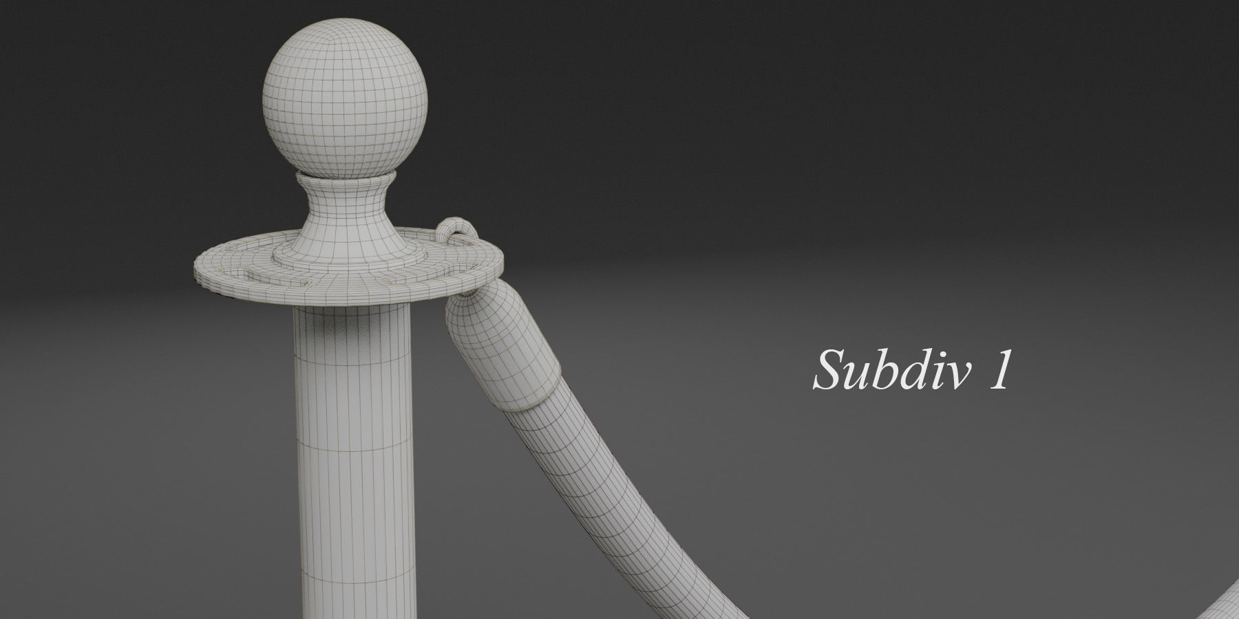 Stanchion and a Red Velvet Rope 3D model_9