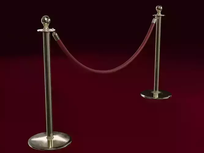 Stanchion and a Red Velvet Rope 3D model