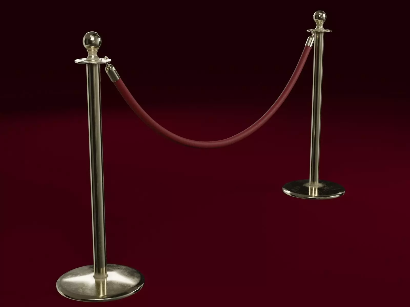 Stanchion and a Red Velvet Rope 3D model_0